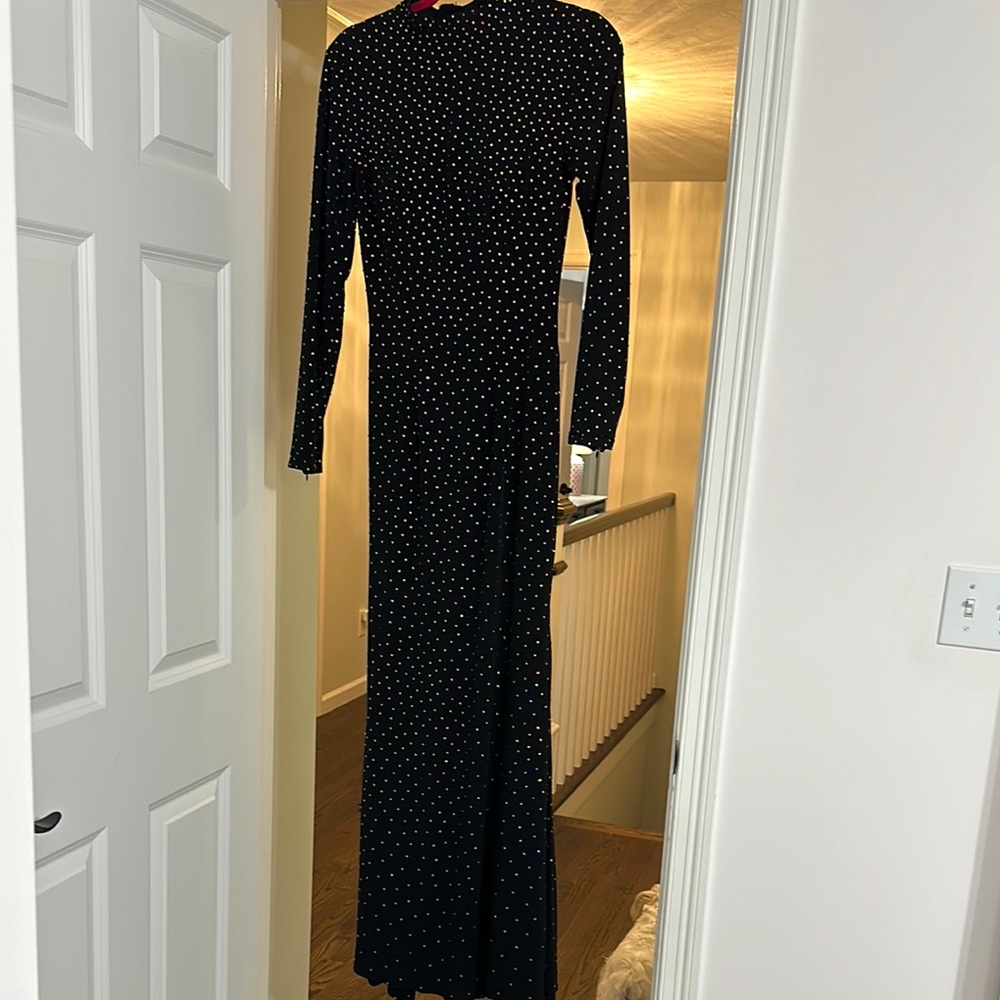 Jovani Black Embellished Bishop Sleeve Gown